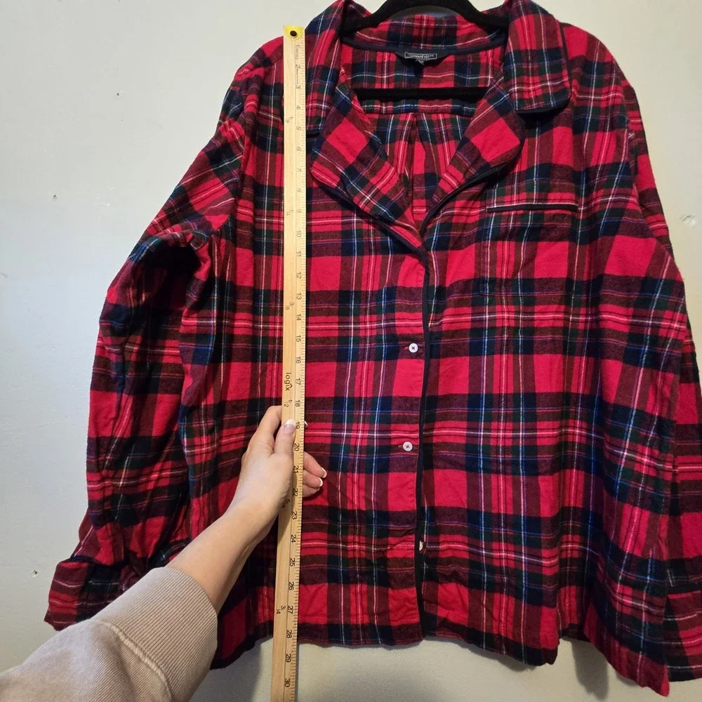 Vineyard Vines Plaid Flannel Pajama Set Womens Plus 3X Red Classic‎ Warm Holiday